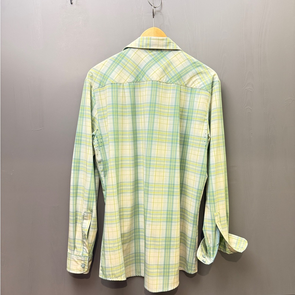 William Murray Cream & Green Plaid Shirt Men's - Picture 3 of 5